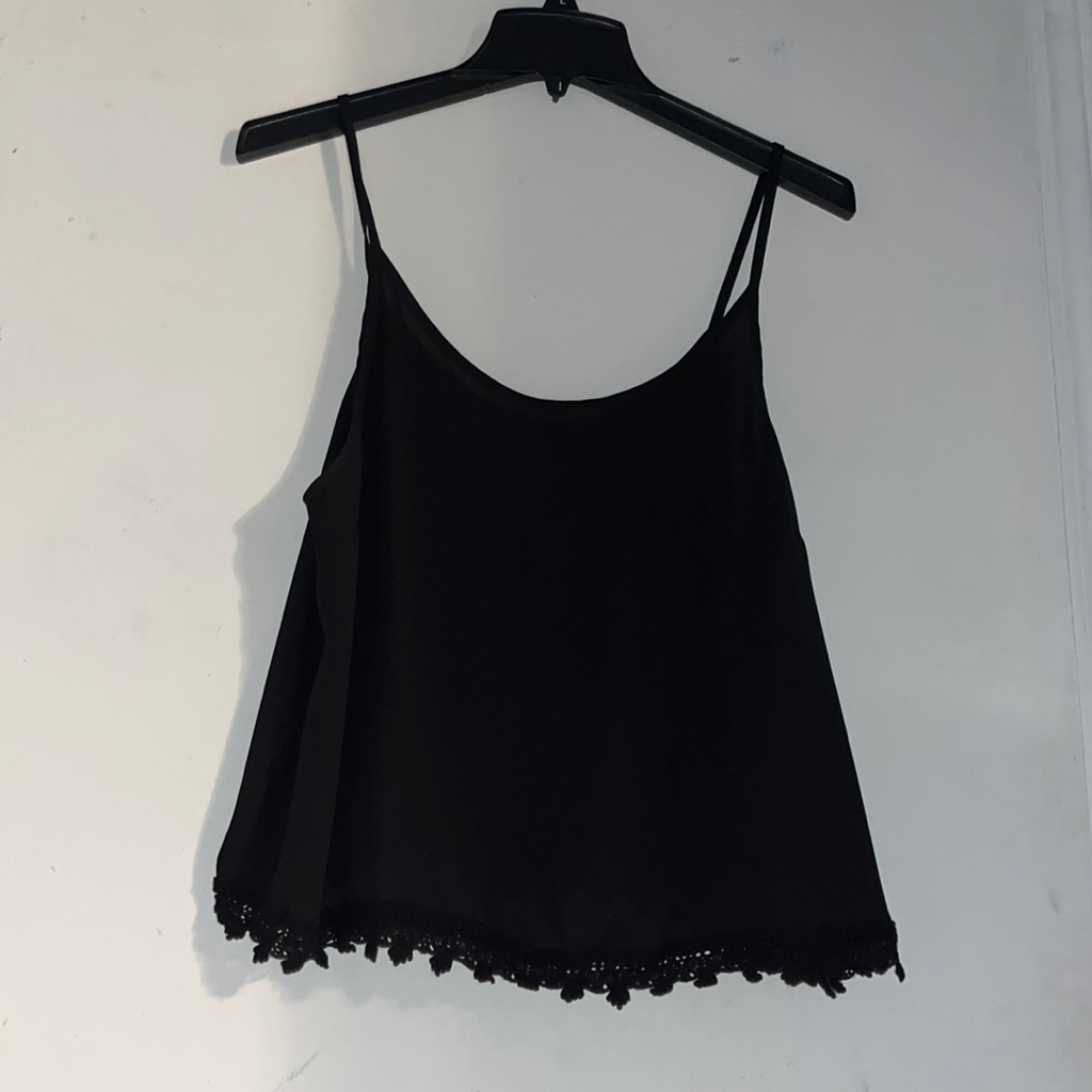 Black Blouse With Little Lace Detail On Bottom